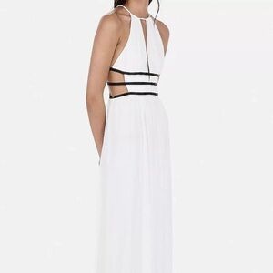 🤍Express Strappy Cut-Out Plunge White Maxi Dress Size M
